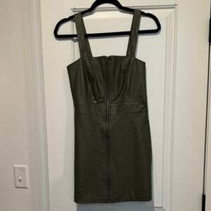 Leather Olive Green Dress